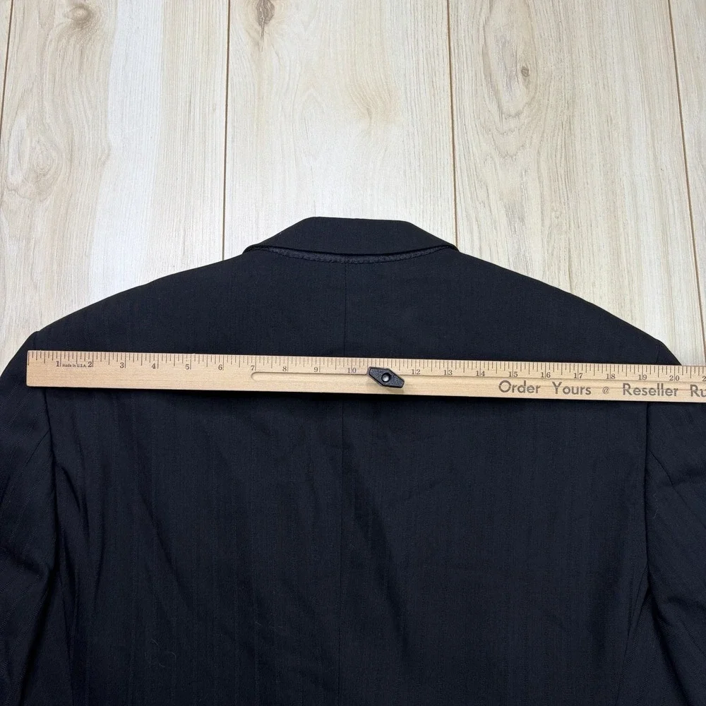 Armani Collezioni Black Striped Wool Suit Mens Size 42L Slim 37x33 Made In Italy